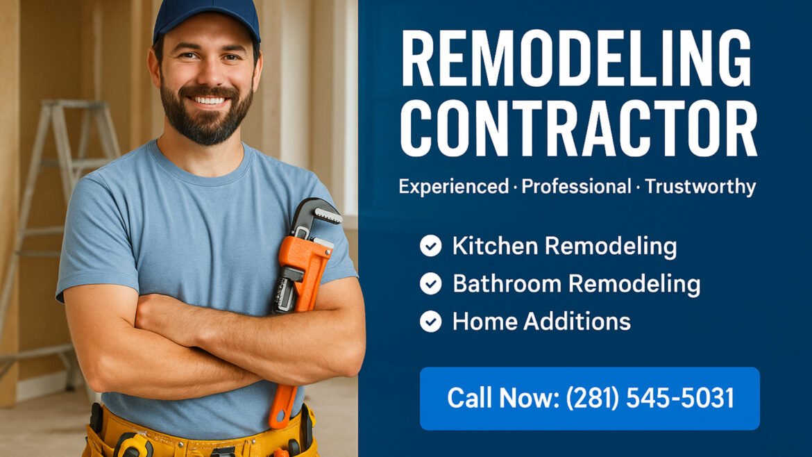 Professional home remodeling contractor working on modern kitchen and interior renovation project in Houston, Texas.